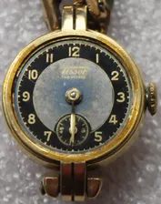 Старинные женские часы Tissot Тиссот 1942 года выпуска Корпус золото 750 пр., браслет позолота